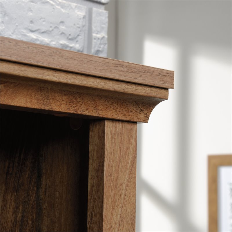 Pemberly Row Storage 3-Shelf 2-Door Tall Wood Bookcase in Sindoori Mango Beige