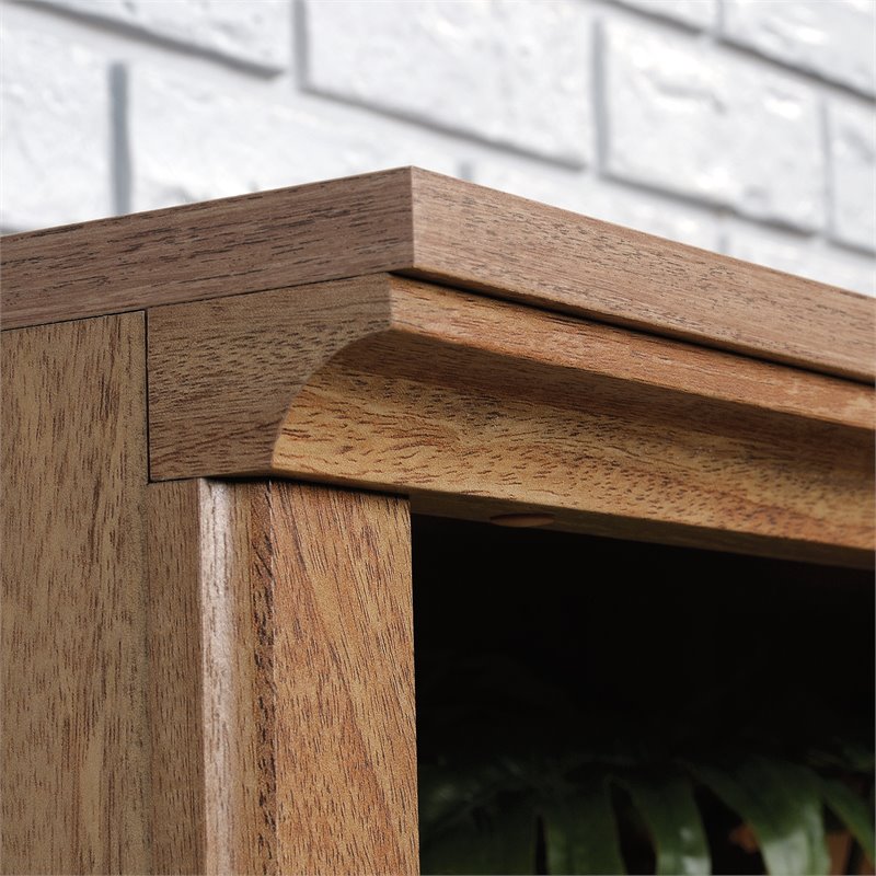 Pemberly Row Storage 3-Shelf 2-Door Tall Wood Bookcase in Sindoori Mango Beige