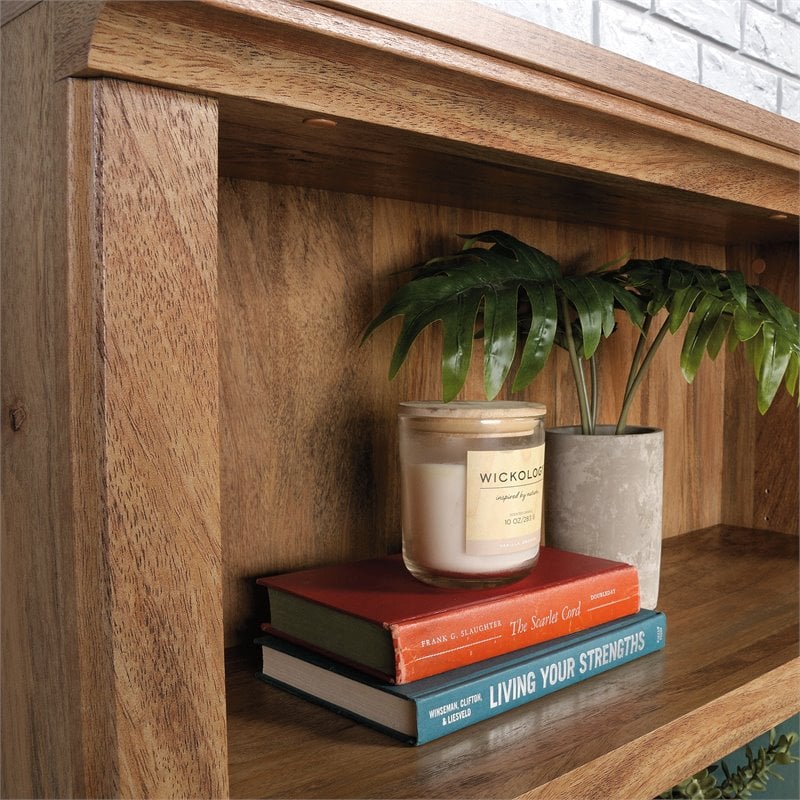 Pemberly Row Storage 3-Shelf 2-Door Tall Wood Bookcase in Sindoori Mango Beige