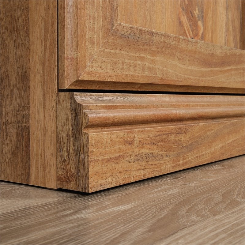 Pemberly Row Storage 3-Shelf 2-Door Tall Wood Bookcase in Sindoori Mango Beige