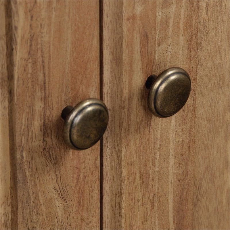 Pemberly Row Storage 3-Shelf 2-Door Tall Wood Bookcase in Sindoori Mango Beige