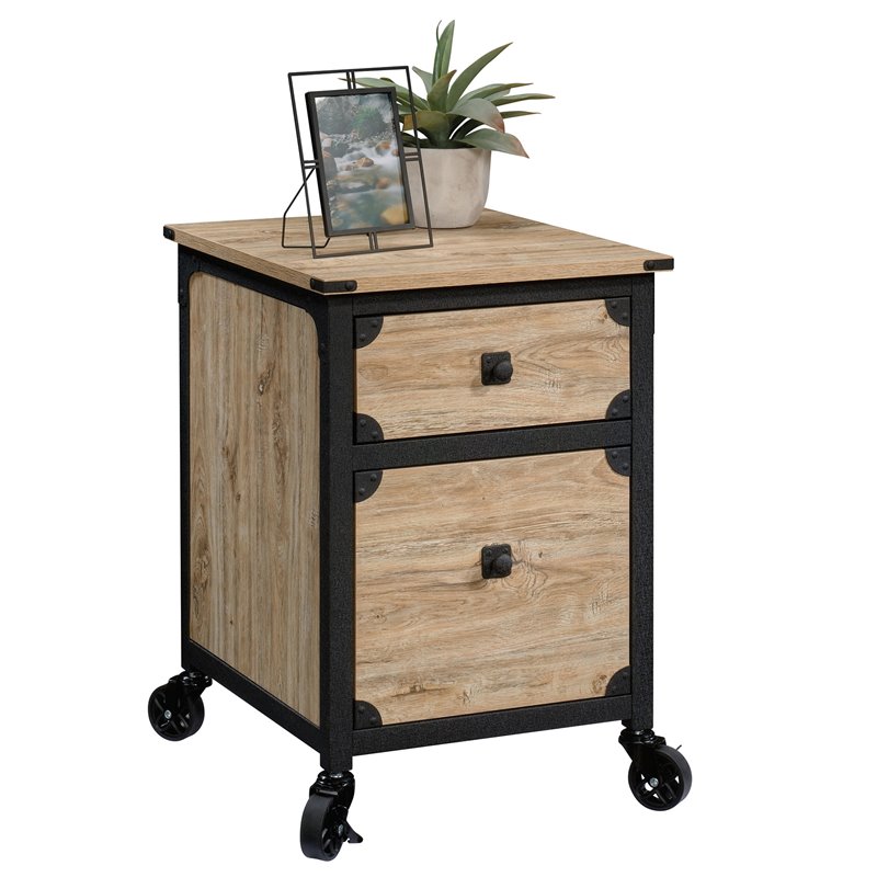 Pemberly Row 2-Drawer Mobile File Cabinet in Milled Mesquite Beige