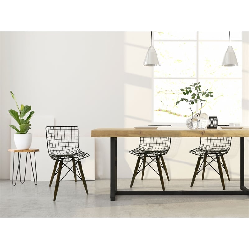 Pemberly Row Metal Side Dining Chair in Black (Set of 2)