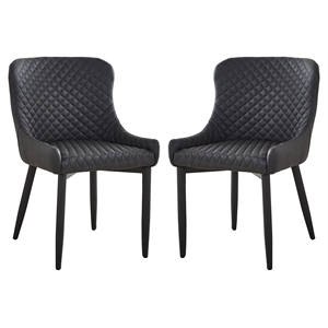 Pemberly Row Tufted Side Dining Chair in Dark Gray (Set of 2)