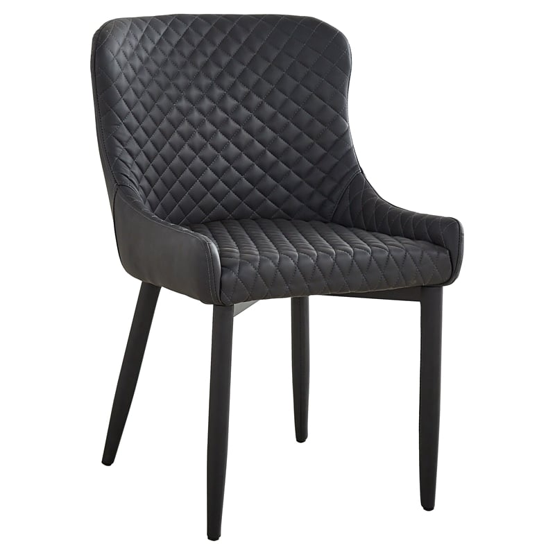 Pemberly Row Tufted Side Dining Chair in Dark Gray (Set of 2)