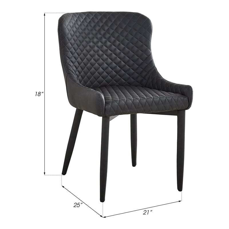 Pemberly Row Tufted Side Dining Chair in Dark Gray (Set of 2)