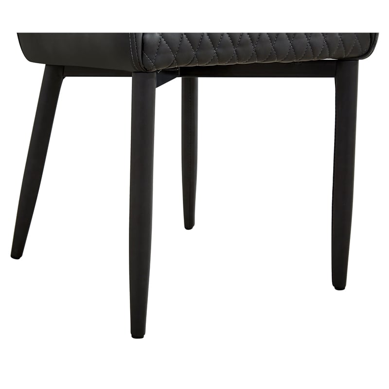 Pemberly Row Tufted Side Dining Chair in Dark Gray (Set of 2)