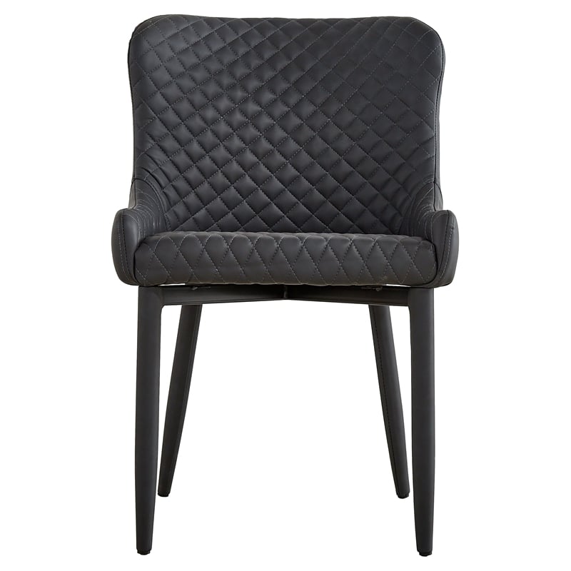 Pemberly Row Tufted Side Dining Chair in Dark Gray (Set of 2)