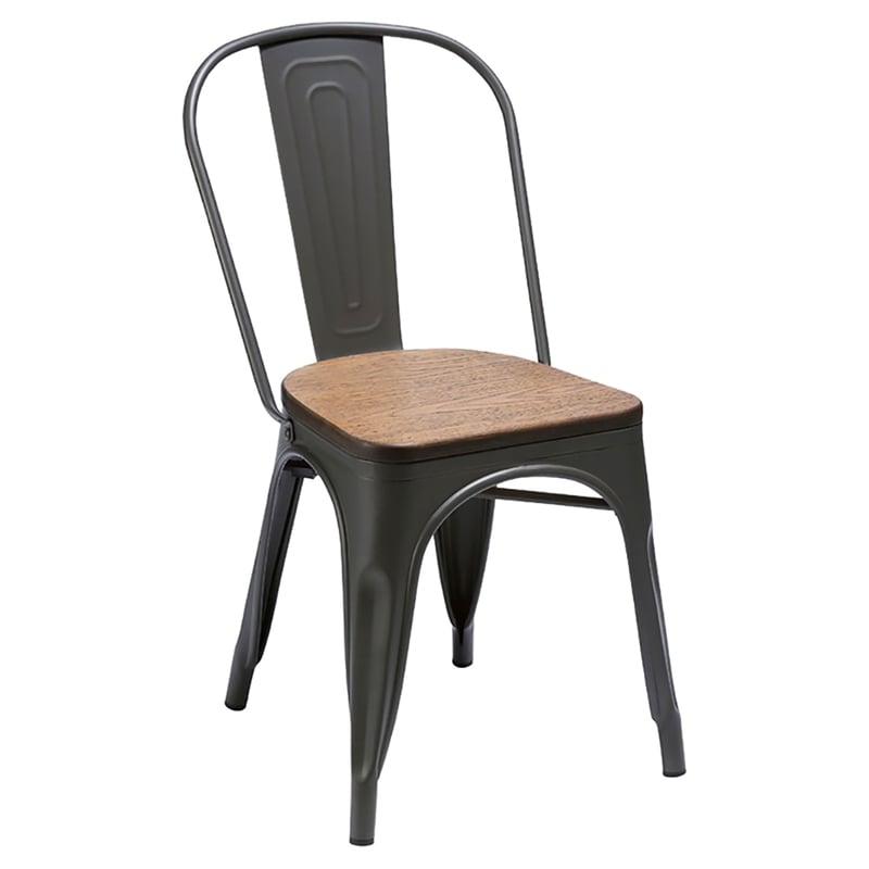 Pemberly Row Metal Dining Chair in Gray (Set of 4)