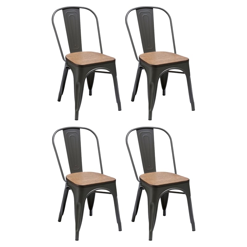 Pemberly Row Metal Dining Chair in Gray (Set of 4)