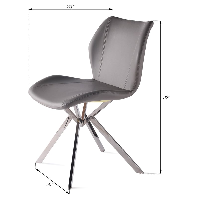 Pemberly Row Dining Chair with Flared Legs in Gray (Set of 4)