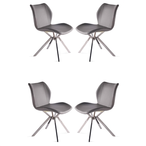 Pemberly Row Dining Chair with Flared Legs in Gray (Set of 4)