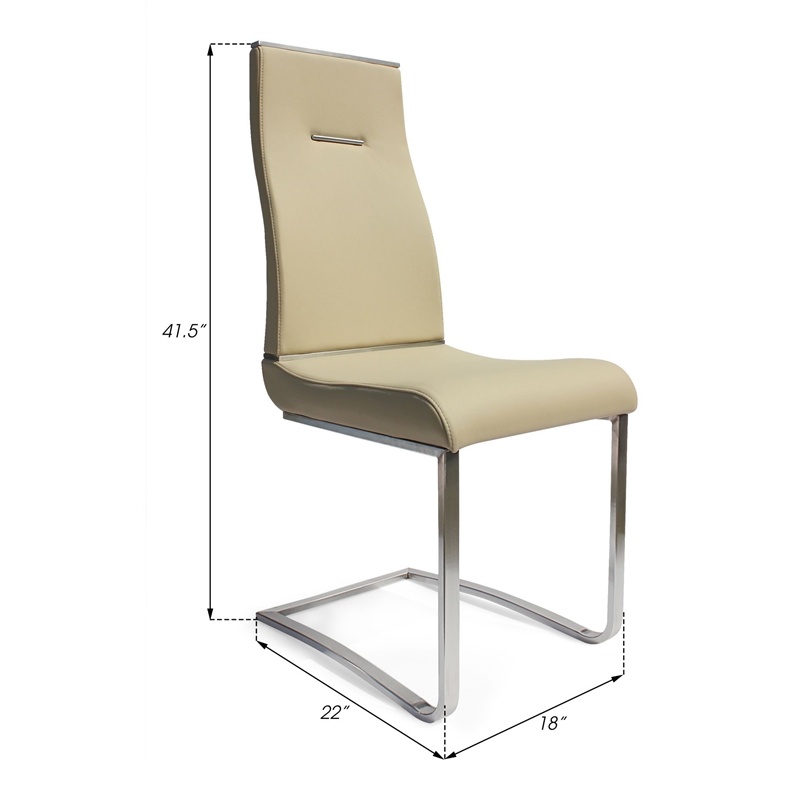 Pemberly Row Metal Side Dining Chair in Tan (Set of 2)