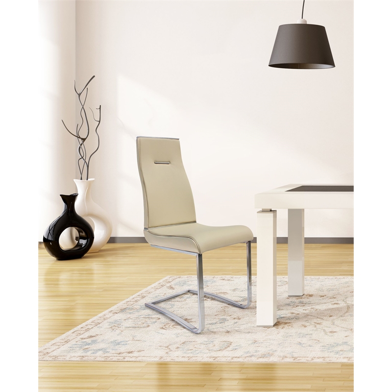 Pemberly Row Metal Side Dining Chair in Tan (Set of 2)