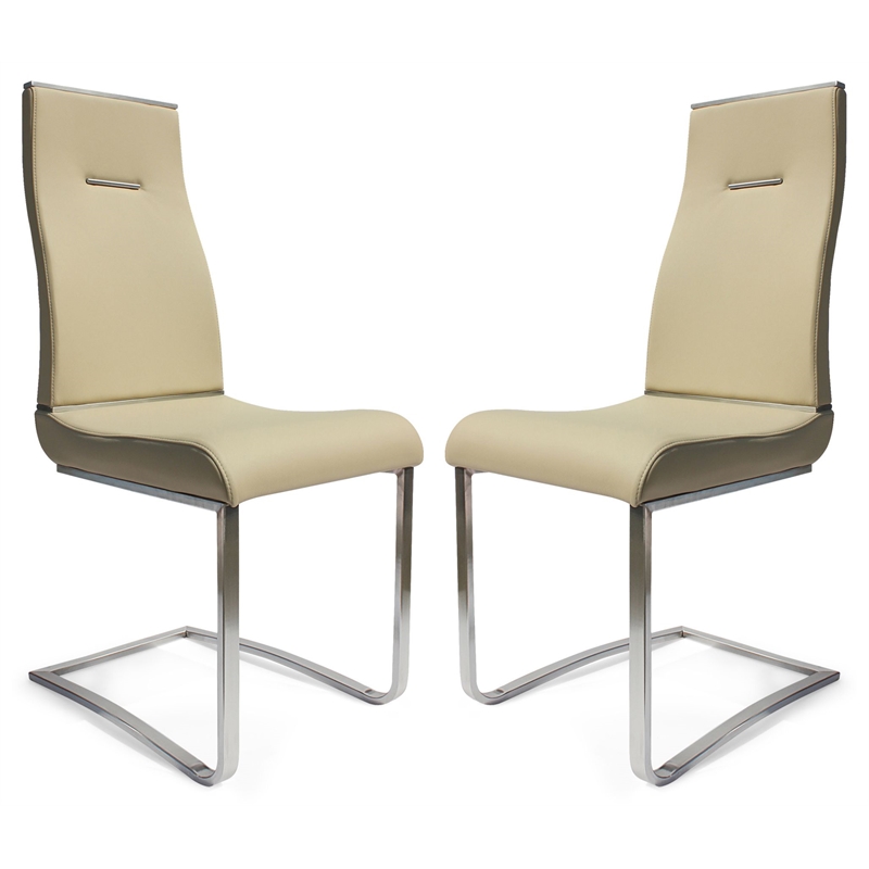 Pemberly Row Metal Side Dining Chair in Tan (Set of 2)