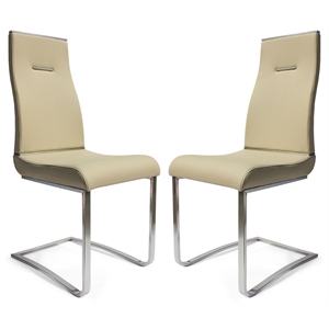 Pemberly Row Metal Side Dining Chair in Tan (Set of 2)