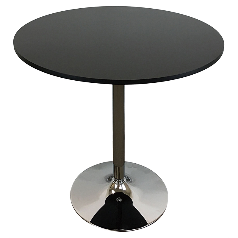 Pemberly Row Modern Round Wood Dining Table in Black