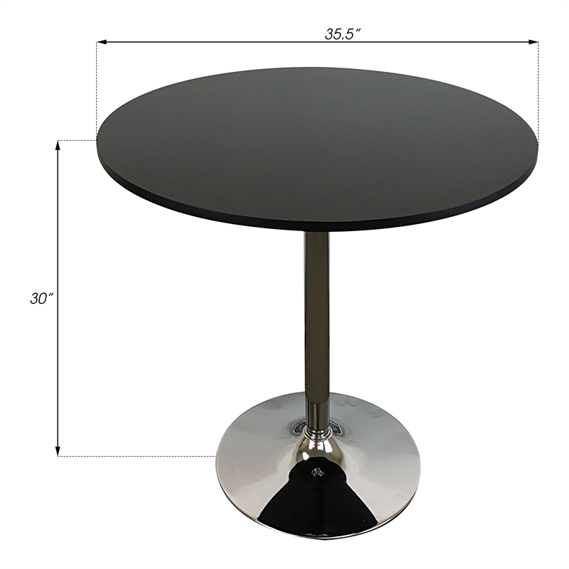 Pemberly Row Modern Round Wood Dining Table in Black