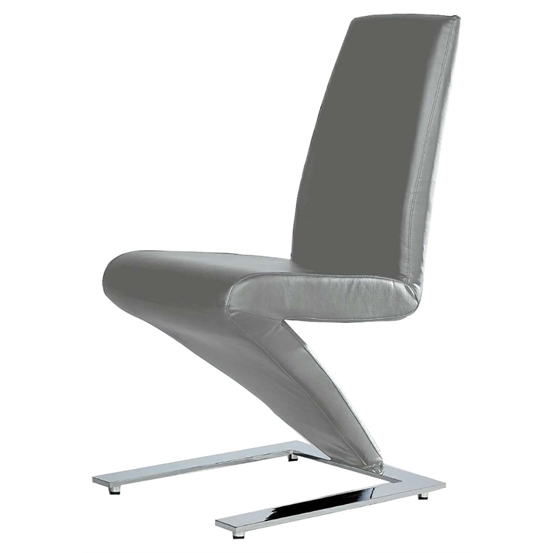 Pemberly Row Faux Leather Z Dining Chair in Gray (Set of 2)