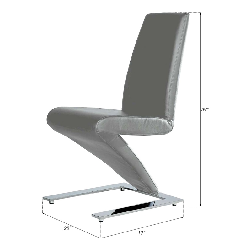 Pemberly Row Faux Leather Z Dining Chair in Gray (Set of 2)