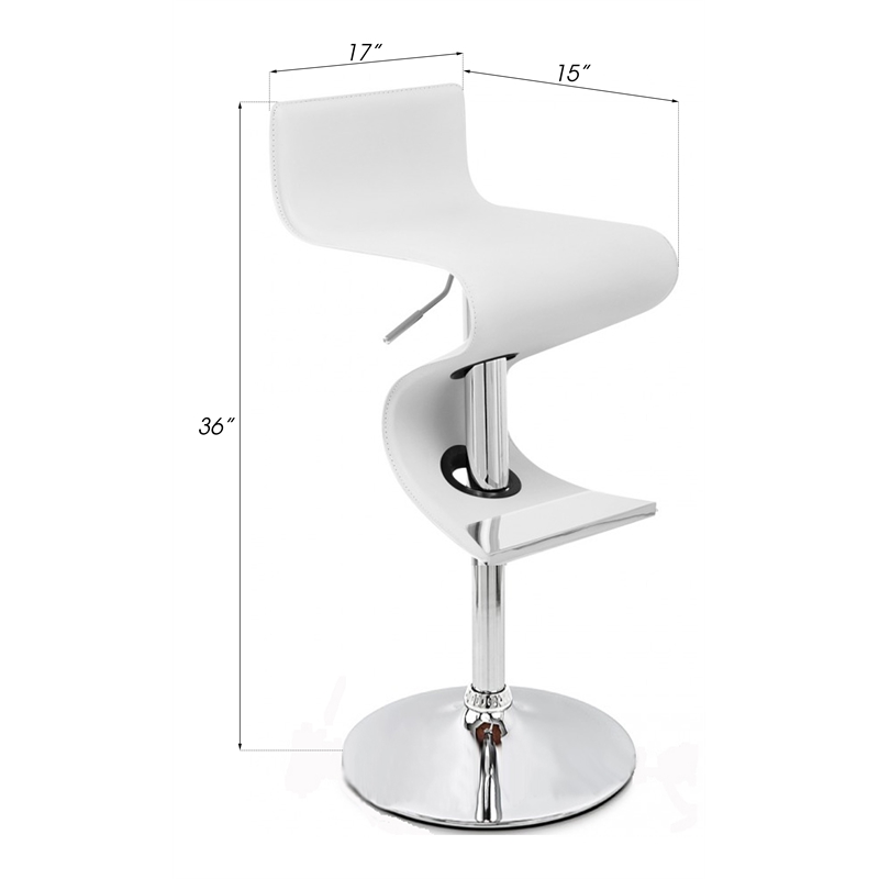 Pemberly Row Faux Leather Bar Stool Chair in White - Rotating Square Seat