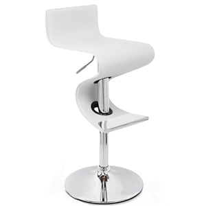 Pemberly Row Faux Leather Bar Stool Chair in White - Rotating Square Seat