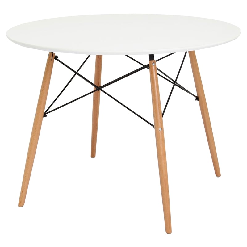 Pemberly Row Round Contemporary Plastic Dining Table in White