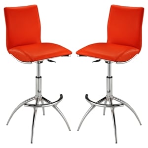 Pemberly Row Adjustable Bar Stool in Red (Set of 2)