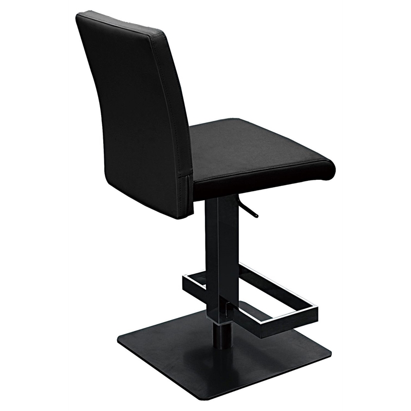 Pemberly Row Faux Leather Adjustable Bar Stool in Black