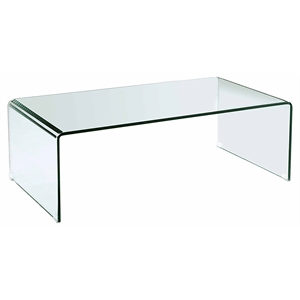 pemberly row glass coffee table with rounded corners in clear