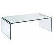 Pemberly Row Glass Coffee Table with Rounded Corners in Clear