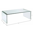 Pemberly Row Glass Coffee Table with Rounded Corners in Clear
