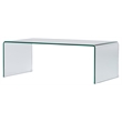 Pemberly Row Glass Coffee Table with Rounded Corners in Clear
