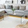 Pemberly Row Glass Coffee Table with Rounded Corners in Clear