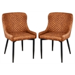 Pemberly Row 18'' Modern Faux Leather Tufted Dining Chair in Tan (Set of 2)