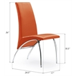 Pemberly Row Faux Leather Dining Chair in Orange (Set of 2)