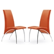 Pemberly Row Faux Leather Dining Chair in Orange (Set of 2)