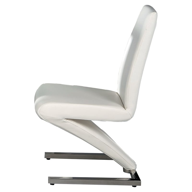 Pemberly Row Faux Leather Z Dining Chair in White (Set of 2)