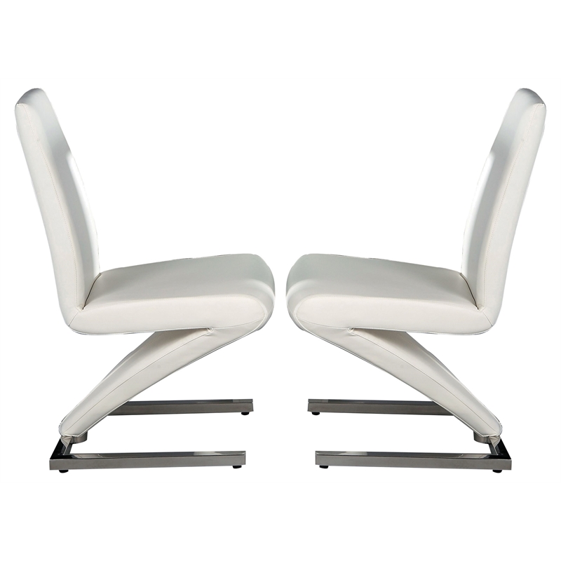 Pemberly Row Faux Leather Z Dining Chair in White (Set of 2) Cymax Business