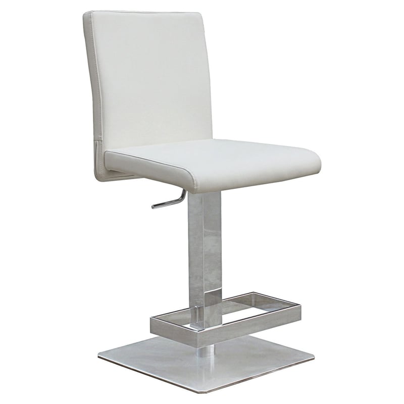 Pemberly Row Faux Leather Adjustable Bar Stool in White