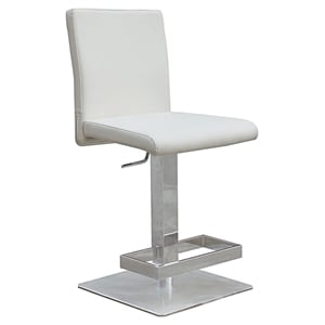 Pemberly Row Faux Leather Adjustable Bar Stool in White