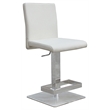 Pemberly Row Faux Leather Adjustable Bar Stool in White
