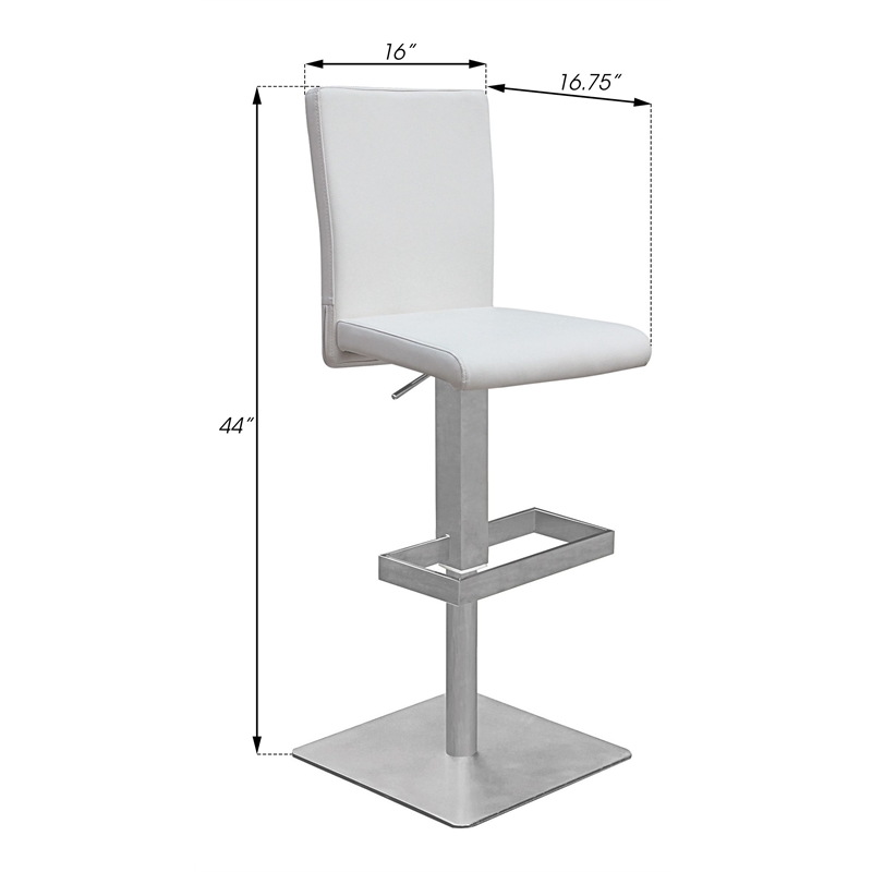 Pemberly Row Faux Leather Adjustable Bar Stool in White