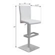 Pemberly Row Faux Leather Adjustable Bar Stool in White