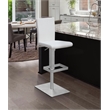 Pemberly Row Faux Leather Adjustable Bar Stool in White