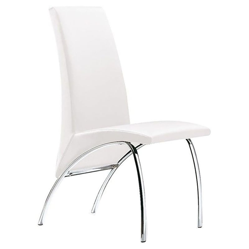 Pemberly Row Faux Leather Dining Chair in White (Set of 2)