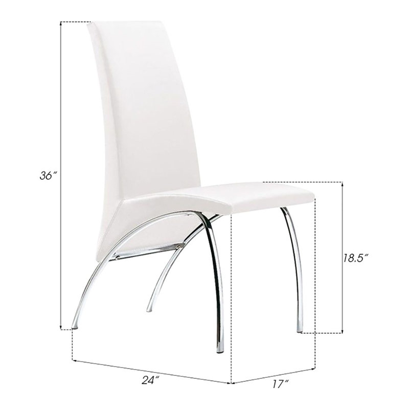 Pemberly Row Faux Leather Dining Chair in White (Set of 2)