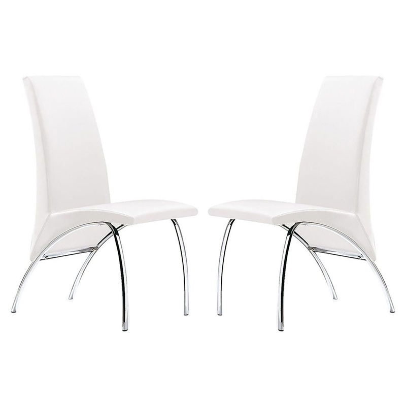 Pemberly Row Faux Leather Dining Chair in White (Set of 2)