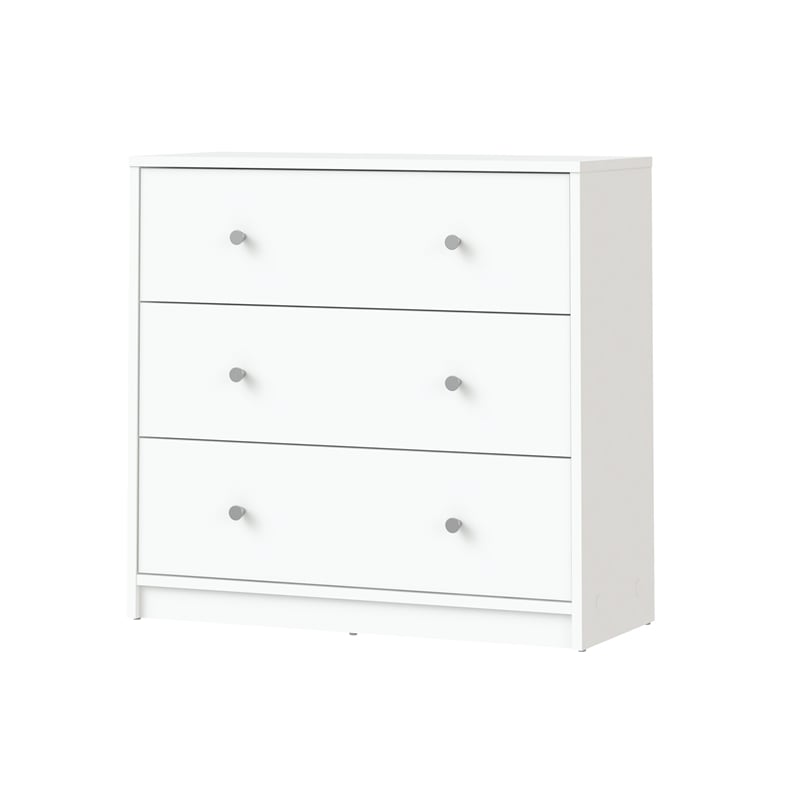 Pemberly Row Contemporary 3-Drawer Engineered Wood Chest in White