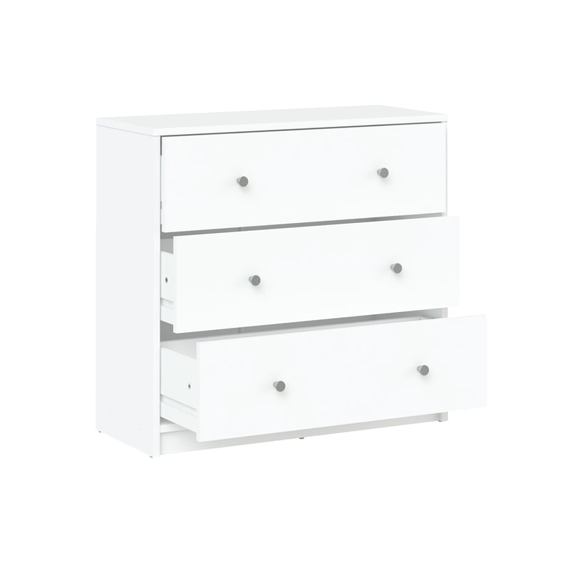 Pemberly Row Contemporary 3-Drawer Engineered Wood Chest in White